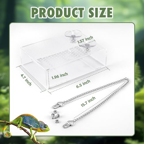 Chameleon Feeder Box with Suction Cups, Acrylic Feeding Bowl for Bearded Dragon, Wall-Mounted Insect Feeder for Lizard, Iguana, Gecko, Frog - color: Clear Feeder Box