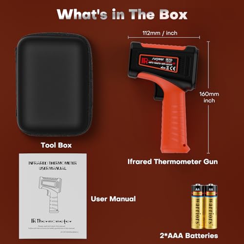 -58℉~3272℉ Infrared Thermometer IR Gun, High-Temp Digital Temperature Gun, 50:1 Non-Contact Pyrometer for Kiln, Forge, Furnace, Engine, HVAC & Industrial Applications - color: -58°F to 3272°F