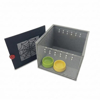 Cricket Keeper - Escape-Proof Insect Habitat Container for Dubia Cockroaches, Tarantulas, Spiders and Breadworms - Ventilated Bug Cage with Feeding Bowl (No Assembly Needed) (Grey) - color: grey