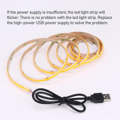DC 5V USB COB Orange LED Strip Light USB Powered Dimmable IP65 Waterproof 6.6ft/2M 640LEDs with Dimmer High Brightness Flexible LED Tape Lights - color: Orange