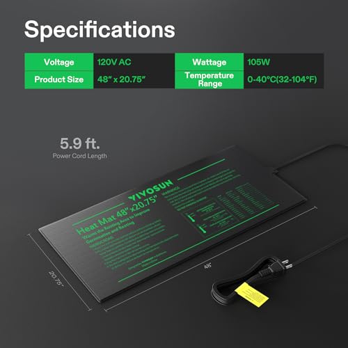 VIVOSUN 2-Pack 48" x 20.75" Durable Waterproof Seedling Heat Mat, UL & MET-Certified Warm Hydroponic Heating Pad for Germination, Indoor Gardening, Greenhouse - size: 48" x 20.75" - 2pack