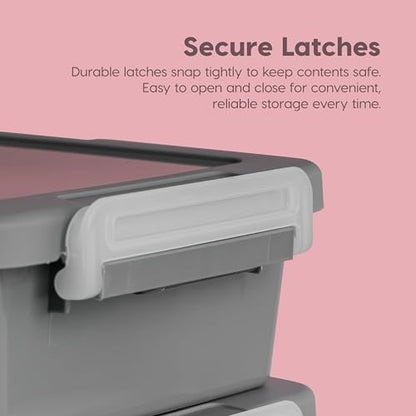 IRIS USA 6 Qt. Plastic Craft Storage Container Bins with Lids, 2 Pack, Small Art & Office Supply Organizer Tote, Sensory Bins & Boxes for Home & University, Stackable, Secure Latch Buckles, Gray - size: 6 Qt. - 2 Pack