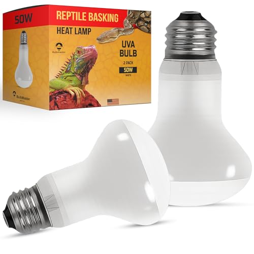 50 Watt Reptile Heat Bulb, 50 Watts UVA Basking Light Bulbs for Reptiles, Terrarium Basking Heat Lamp for Bearded Dragon,Lizard,Turtle,Snake, UVA Reptile Light Bulb E26 Base 2 Pack - style: 50WR20-WHITE-2PK