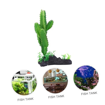 Artificial Aquarium Cactus Plant Simulation Plastic Fish Tank Decor Ornament for Home and Reptile Terrarium Landscaping
