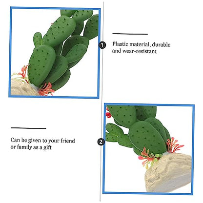 Artificial Plastic Cactus Aquarium Adornment Injection Molded Fish Tank Decor Vivid Simulation Plant for Reptile Habitat and Micro Landscape