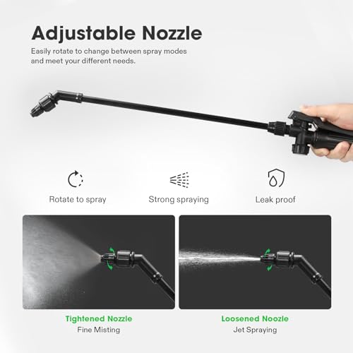 VIVOSUN 2.1Gal/8L Pump Pressure Sprayer, Pressurized Water Spray Bottle with Adjustable Shoulder Strap, Adjustable Nozzle, Safety Valve & Additional Seals, Ideal for Watering, Fertilizing, Cleaning - size: 2.1 Gallon / 8 Liter