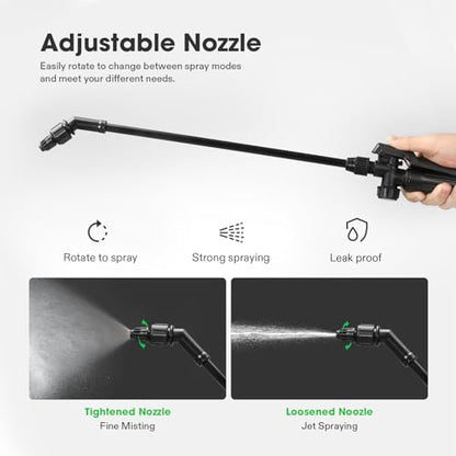 VIVOSUN 2.1Gal/8L Pump Pressure Sprayer, Pressurized Water Spray Bottle with Adjustable Shoulder Strap, Adjustable Nozzle, Safety Valve & Additional Seals, Ideal for Watering, Fertilizing, Cleaning - size: 2.1 Gallon / 8 Liter