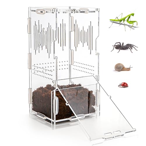 4"x4"x8" Jumping Spider Enclosure, Acrylic Tarantula Tank, Small Reptile Terrarium, Praying Mantis Habitat, Critter Keeper for Scorpion Isopod Iguana Leopard Gecko Frog Bearded Dragon