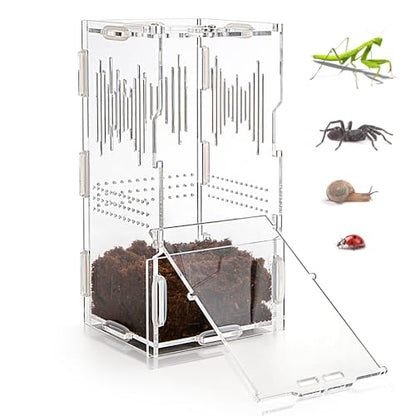 4"x4"x8" Jumping Spider Enclosure, Acrylic Tarantula Tank, Small Reptile Terrarium, Praying Mantis Habitat, Critter Keeper for Scorpion Isopod Iguana Leopard Gecko Frog Bearded Dragon