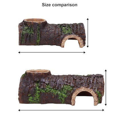 AIICIOO Reptile Gecko Hide Cave Natural Looking Basking Platform Terrarium Decor Resin Hollow Hide Cave for Lizard Leopard Gecko Bearded Dragon Tank Accessories Large
