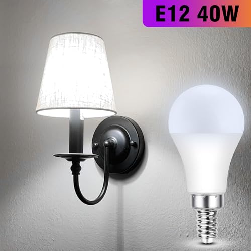 E12 LED Candelabra Light Bulb, 40W Equivalent Daylight White 5000K, 4W 450LM AC120V, E12 Small Base LED Light Bulbs for Chandelier Wall Sconces Ceiling Fan Lighting, Non-Dimmable, 4 Pack - color: Daylight White, size: 40 Watts