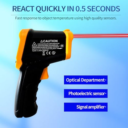 Digital Infrared Thermometer Gun for Cooking,BBQ,Pizza Oven,Ir Thermometer,-58℉~1112℉(-50℃~600℃) Handheld Non Contact Heat Laser Temperature Gun (Not for Human)