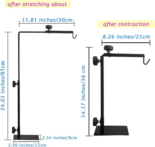 Reptile Lamp Stand, Adjustable Heat Lamp Bracket, Floor Light Holder Metal Lamp Hanging Bracket for Reptile Terrarium Heating Light Amphibian (Large)