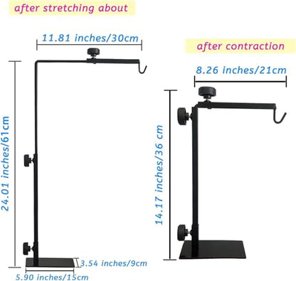 Reptile Lamp Stand, Adjustable Heat Lamp Bracket, Floor Light Holder Metal Lamp Hanging Bracket for Reptile Terrarium Heating Light Amphibian (Large)