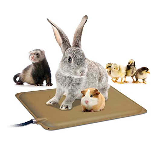 K&H Pet Products Small Animal Outdoor Heated Pad,Waterproof,Chew Resistant,Safety Listed,Indoor Outdoor Heater Warming Pad for Cat Houses,Rabbit Hutches,or Chick Brooders-12 X 9in Tan 25W (Pack of 12) - size: Petite 9 X 12 Inches (Pack of 12)