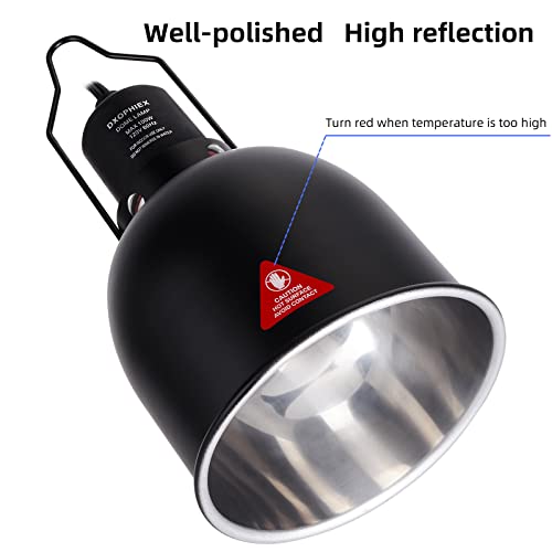 DXOPHIEX 5.5inch Deep Dome Reptile Heat Lamp Reptile Light Fixture UVB Light Fixture Max 100W for Bearded Dragon, Turtles, Snake and Lizard Terrarium - size: 5.5inch deep dome