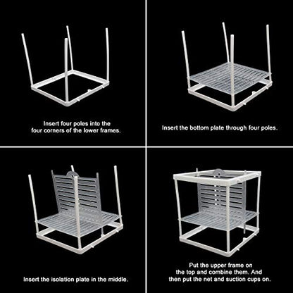Senzeal Aquarium Fish Breeder Box Fish Fry Hatchery Incubator Net Nylon Isolation Mesh with 3pcs Pipette(Small) - size: Small