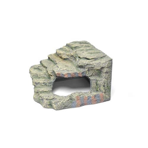 Hide Resin Cave Shelter for Ball Python, Lizard, Leopard Gecko, Bearded Dragon, Terrarium Habitat Decoration (Moss Green, Large) - color: Moss Green, size: Large