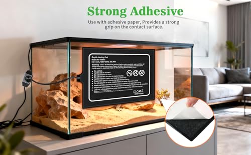 Reptile Heat Pad, 12x8 Inches, Adjustable Temperature Control, 16W, for 30-40 Gallon Tanks (M, with Adjust Knob) - size: M