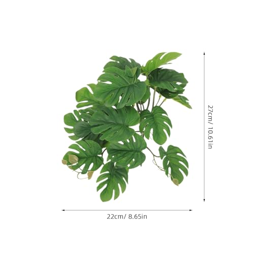 PRETYZOOM Artificial Hanging Plant with 23 Leaves Suction Cup Reptile Decor Terrarium Leaf Plants Indoor Amphibian Habitat Hideout for Lizard Gecko Tank