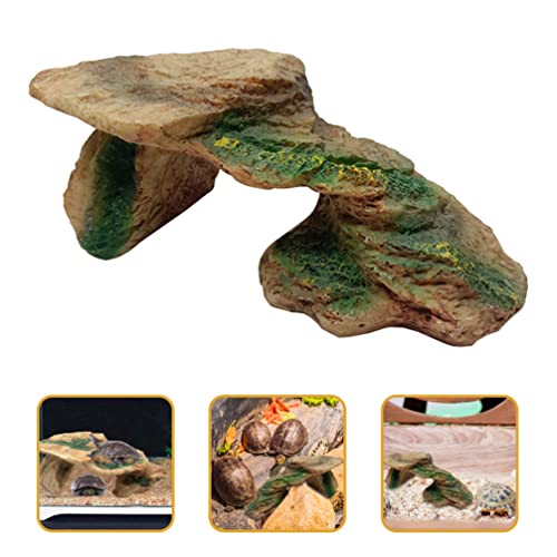 POPETPOP Turtle Basking Platform - Reptile Resting Habitat Ornament Resin Tortoise Climbing Platform Turtle Habitat Basking Rocks for Turtles Bearded Dragons Lizard