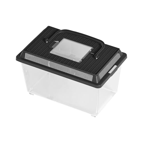 Reptile Container – Transparent Carrier, Portable Handle Design, Durable PET Material, Compact Habitat Feature, Easy Clean Structure | Perfect Feeding Housing Gecko Crab Hermit Turtle Snail
