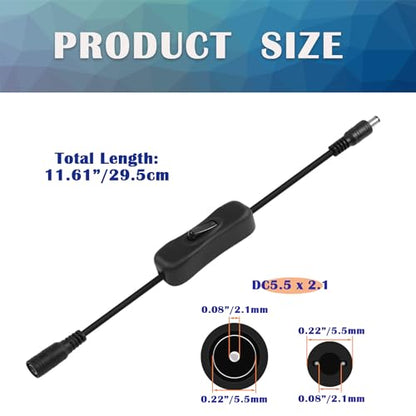 4PCS LED Strip DC Inline On/Off Switch Cable 12V 5.5x2.1mm Male to Female DC Power Switch for LED Strip Light - color: 4PCS On/Off Switch Cable