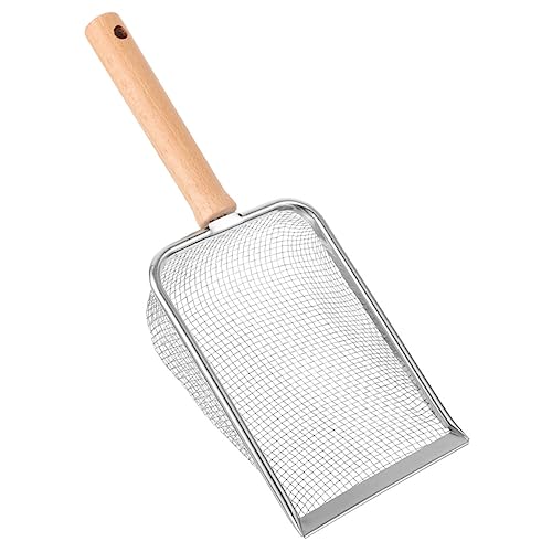 Happyyami Cat Litter Scoop Wooden Handle Stainless Steel Reptile Litter Shovel for Cleaning Turtles Lizards Frogs More Ergonomic Design Fine Mesh for Easy Waste Removal
