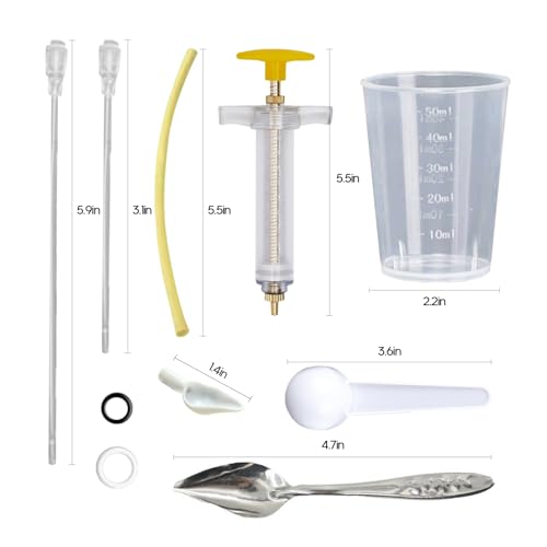 8 Pcs Bird Feeding Syringe Set Feeding Tubes for Baby Birds Parrot Hand Feeding Syringe Pet Syringe Feeding Tube Stainless Steel Metal Feeding Spoon Small Animals (50ml-Set of Eight) - size: 50ml-Set of eight