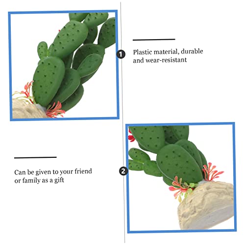 Realistic Artificial Cactus Aquarium Plant Plastic Fish Tank Decor Wear Resistant Simulated Succulent Landscape Ornament for Reptile Terrarium and Underwater Hideout