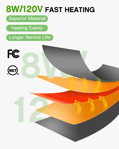 Reptile Heat Pad - Reptile Heating Pad Under Tank Heater for 10-20gal Tank, Terrarium Heat Mat Reptile Tank Accessories for Gecko/Bearded Dragon/Snake/Lizard/Frog/Spider/Plant Box,6 x 8in