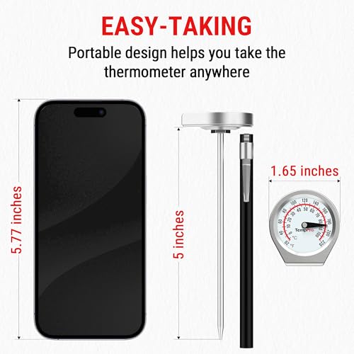 TempPro Dial Instant Read Meat Thermometer for Cooking, Grill Food Thermometer with Glass Lens, Portable Kitchen Thermometer for Liquid, Steak, Turkey Temp Checking (Previously ThermoPro) - size: Analog