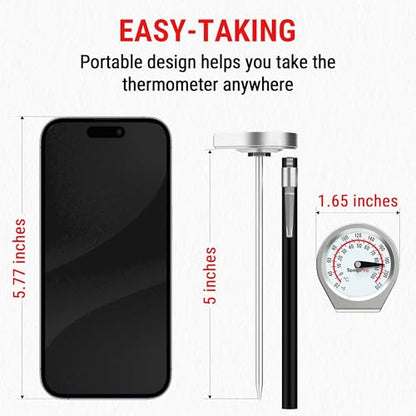 TempPro Dial Instant Read Meat Thermometer for Cooking, Grill Food Thermometer with Glass Lens, Portable Kitchen Thermometer for Liquid, Steak, Turkey Temp Checking (Previously ThermoPro) - size: Analog
