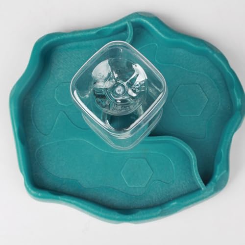 Abaodam Automatic Reptile Waterer and Turtle Feeding Dish with Water Reservoir, Portable Blue Reptile Water Bowl for Bearded Dragon and Leopard Gecko Terrariums