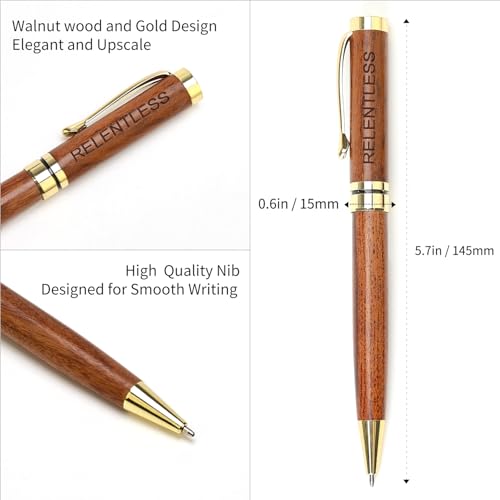 Renawe Fancy Wooden Pens Set with Box Congratulations Gifts for Women Men New Job Promotion Gift for Coworkers Boss Lady Office Business Pen Nice Positive Writing Pens Journaling Luxury Engraved Pens - color: Inspirational