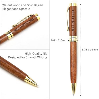 Renawe Fancy Wooden Pens Set with Box Congratulations Gifts for Women Men New Job Promotion Gift for Coworkers Boss Lady Office Business Pen Nice Positive Writing Pens Journaling Luxury Engraved Pens - color: Inspirational
