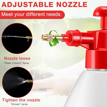 Ziliny 2 Pcs50 oz Handheld Pump Spray Bottle Garden Mister Spray Bottles Lawn Pressure Hand Pump Sprayer with Adjustable Nozzle for Chemicals Watering Weeds Plants and Cleaning (Red) - color: Red, size: 50 oz
