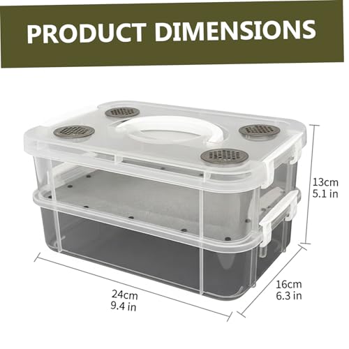 Mealworm Breeding Kit - Transparent Critter Keeper Container with Automatic Waste Separation for Live Insects like Dubia Roaches & Crickets - Includes Cleaning Tools Plastic Terrarium Critter Keeper