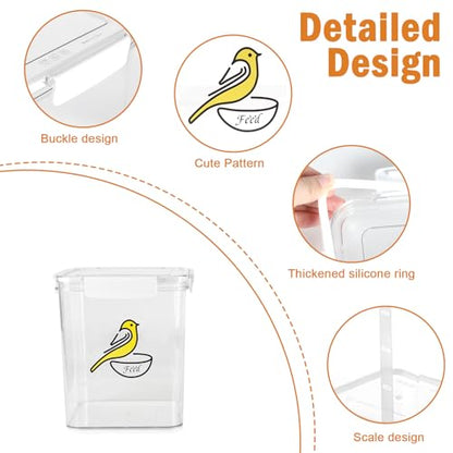 Bird Seed Storage Container-Airtight Bird Food Container 4.23 Qt/4.2LPet Food Storage Containers with Bird Seed Scoop-Wild Bird Seed Dispenser-forPetBirds Parakeets Finches Food MealwormsStorage/Clear - size: 4.2L