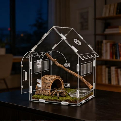 Acrylic Jumping Spider Enclosure, 8"x8"x12" Portable Tarantula Habitat with Ventilation, Clear Small Reptile Terrarium Tank for Pet Insects - size: 8 "x8" x12"