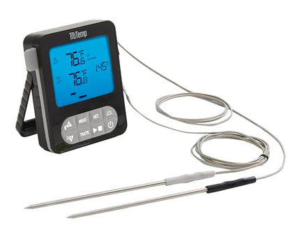 Taylor TruTemp Dual Probe Wired Programmable Meat & Food Thermometer, Digital, Monitor Two Dishes, Baking, Grilling, Roasting, User-Friendly, Backlit, Gray - color: gray
