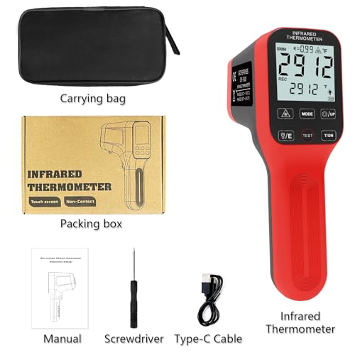 Pyrometer, 30:1 Industrial Infrared Thermometer Gun Rechargeable, -58℉~2912℉ High Temp Waterproof Digital IR Laser Temperature Gauge (NOT for Human) - color: Orange