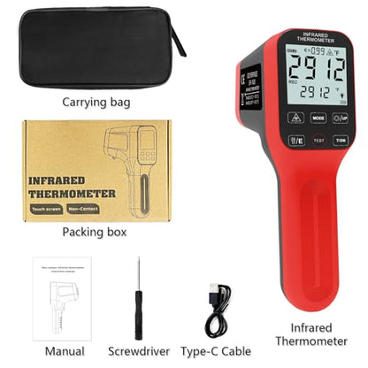Pyrometer, 30:1 Industrial Infrared Thermometer Gun Rechargeable, -58℉~2912℉ High Temp Waterproof Digital IR Laser Temperature Gauge (NOT for Human) - color: Orange