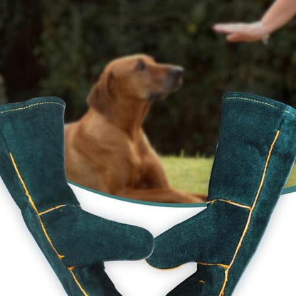 Animal Handling Gloves - Bite Proof Gloves, Multipurpose Bird Handling Gloves | Scratch Resistant PU Leather Pet Grooming - color: Green 35cm