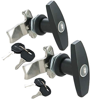2PCS T Handle Lock Keyed Alike RV Garage Cabinets Letter-Box Drawer Black - size: 3"x2.3"