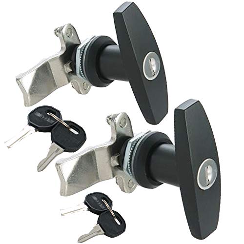 2PCS T Handle Lock Keyed Alike RV Garage Cabinets Letter-Box Drawer Black - size: 3"x2.3"