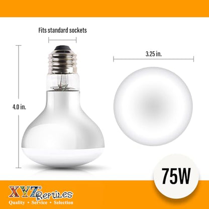 XYZReptiles Reptile Heat Lamp – 75 W Heat Lamp Bulb for Reptiles, Amphibians Basking Heat Lamp Bulbs, UVA Daylight Basking Light for Reptiles, Snake, Tortoise, Lizard, Turtle