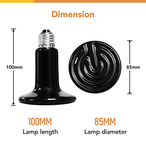 Simple Deluxe 150W Reptile Heat Bulb and 40-108 Degrees Fahrenheit Digital Thermostat Controller Included, for Amphibian Pet & Incubating Chicken, Black - size: 150W, style: Bulb+Thermostat