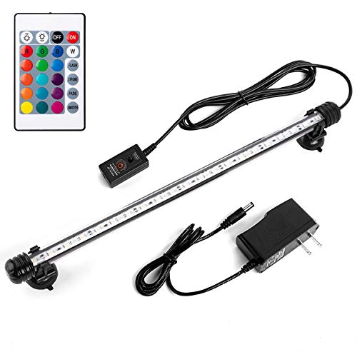 15" Color Changing LED Fish Tank Aquarium Submersible Light with Remote/Colored Aquarium LED Tank Lights Fixture for Underwater Decorations, Plant Grow, Saltwater Freshwater Fish, KR5015