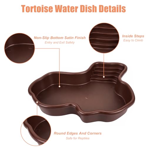 Petmolico Large Reptile Water Dish with Non-Slip Bottom – Snake Water Bowl,Tortoise Habitat Accessories for Turtle,Gecko,Lizard,Bearded Dragon